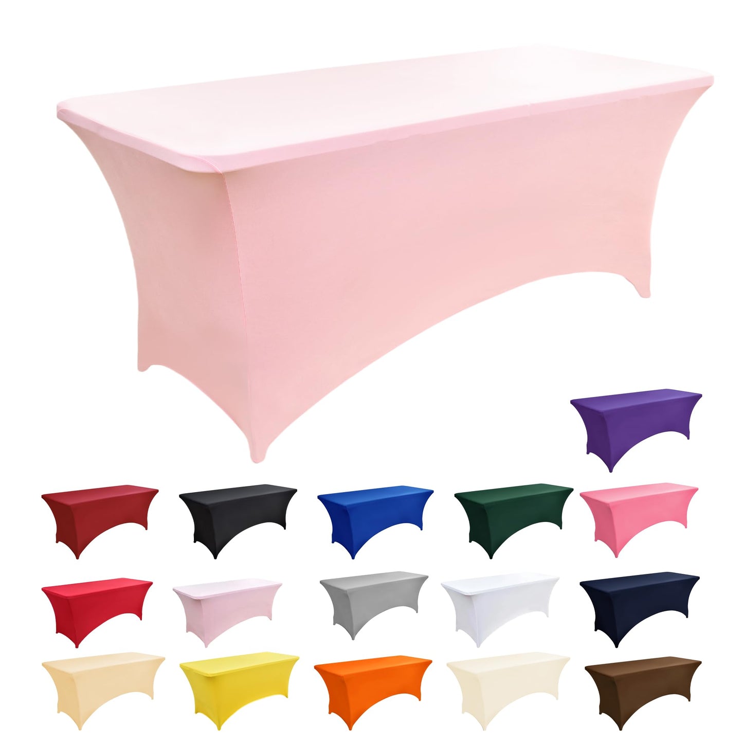 ZarzaaSik 6-Pack 4ft Spandex Table Covers for Rectangular Folding Tables - Wrinkle Resistant Stretch Tight Table Cloths - Ultimate Fitted Table Protector for Parties, Trade Shows, and Wedding
