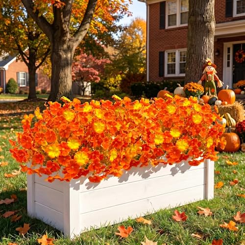 Artificial Fall Geranium Flowers Set - Outdoor Autumn Decor, 12 Pcs