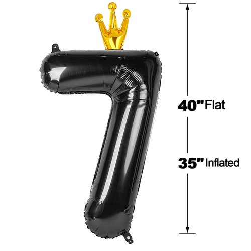 Black 7 Balloon, 40 Inch Number Balloons, Black Party Decorations, 7th Balloons Number, 17th 27th 37th 47th, Black Seven Birthday Decorations, Number 7