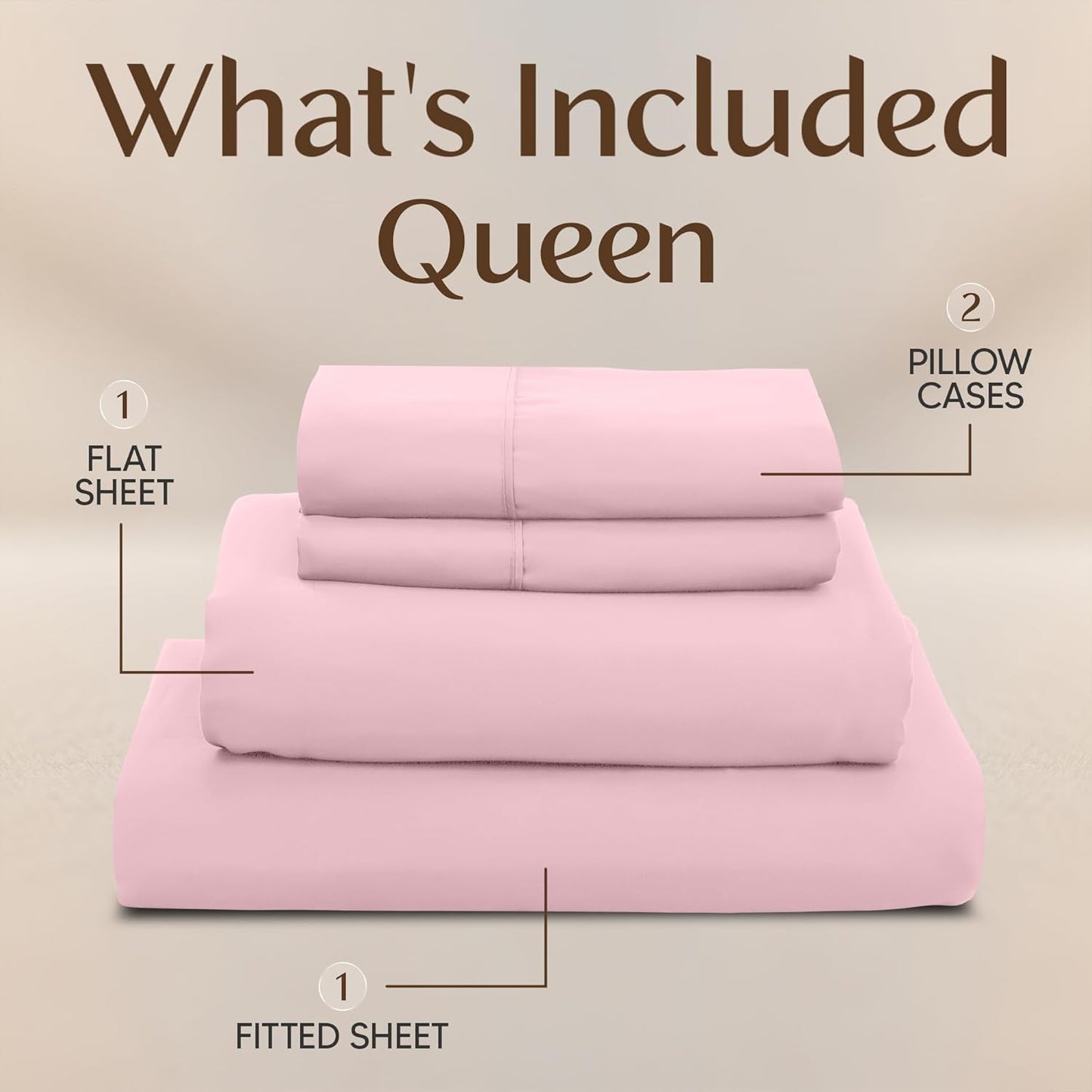 Utopia Bedding Queen Size Sheet Set - Soft, Breathable Microfiber | 4-Piece in Crystal Pink