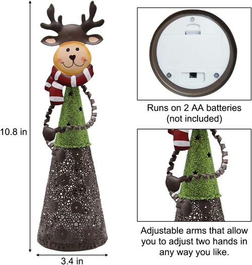 FORUP Lighted Christmas Table Decorations - Set of 3 LED Santa, Snowman & Reindeer Figurines