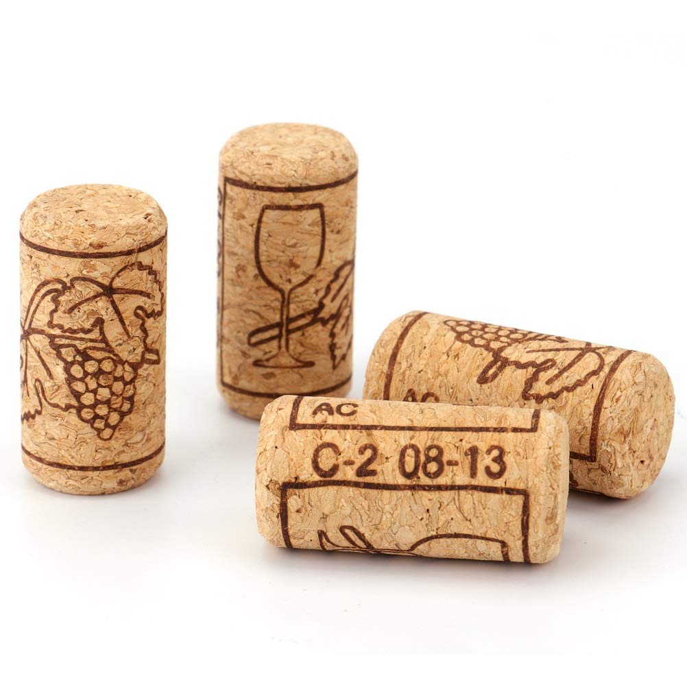Tebery 100 Pack #8 Natural Wine Corks, 7/8" x 1 3/4" Premium Straight Cork, Wine Stopper for Corking Wine Making Art Projects