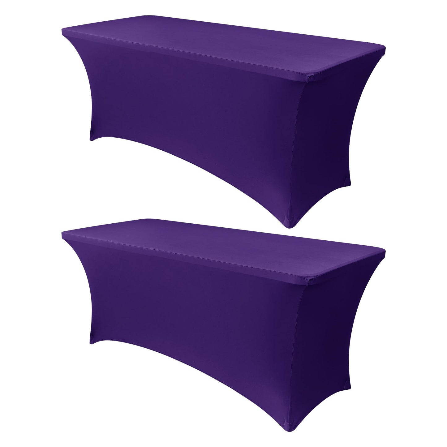 Obstal 6ft Spandex Table Cover for Standard Folding Tables - 2 Pack- Rectangular Fitted Tablecloth for Halloween Party Holiday Decorations, 72L x 30W x 30H Inches, Dark Purple