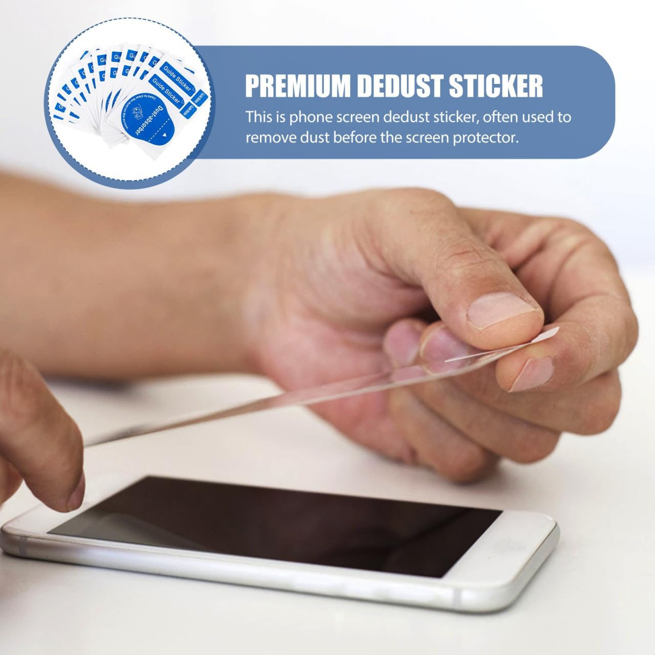 Uonlytech LCD Screen Cleaning Decals - 600 Pcs Portable Stickers for Effective Dust & Fingerprint Removal
