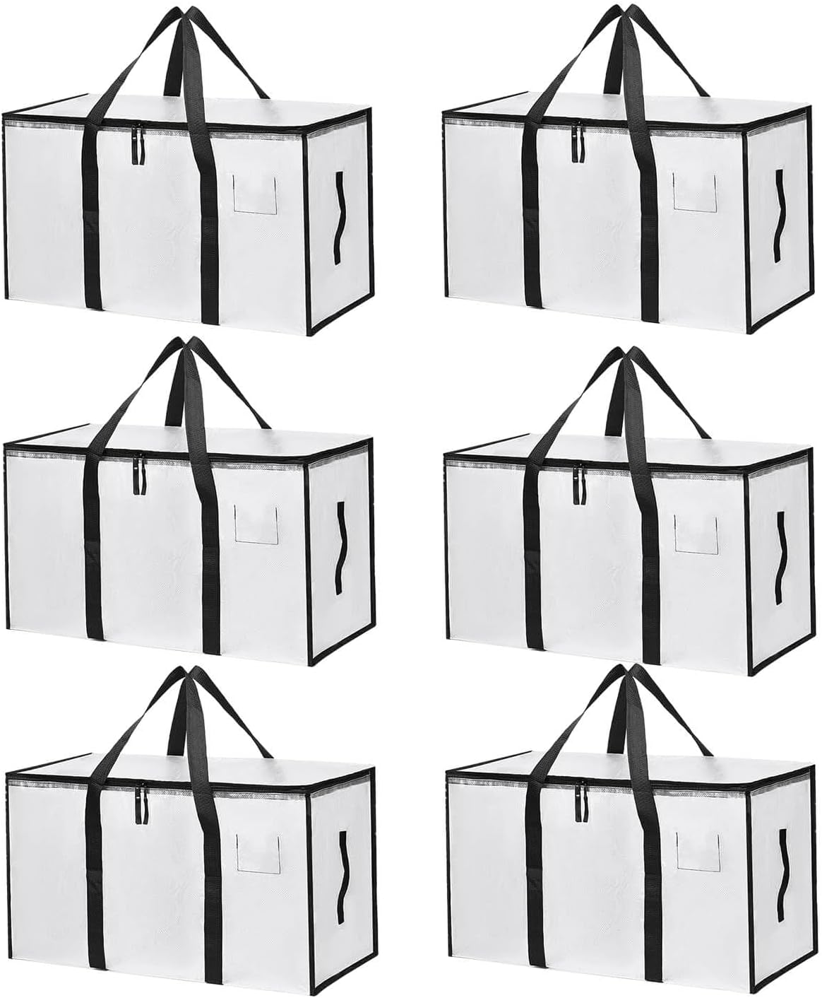 Skiennix Large Moving Bags - Heavy Duty Storage Totes with Zippers & Handles | Space-Saving Clear 6 Pack