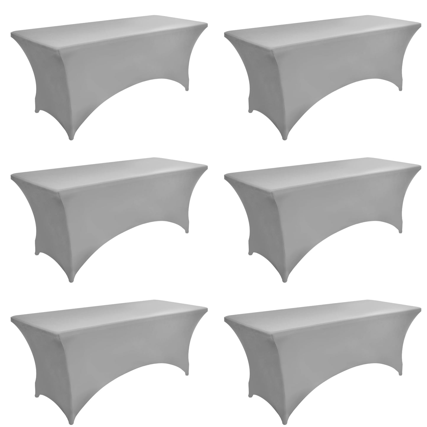 ZarzaaSik 113 6-Pack 6ft Spandex Table Covers for Rectangle Standard Folding Tables - Wrinkle Resistant Stretch Tablecloths - Ultimate Fitted Table Protector for Parties, Banquet, and Wedding