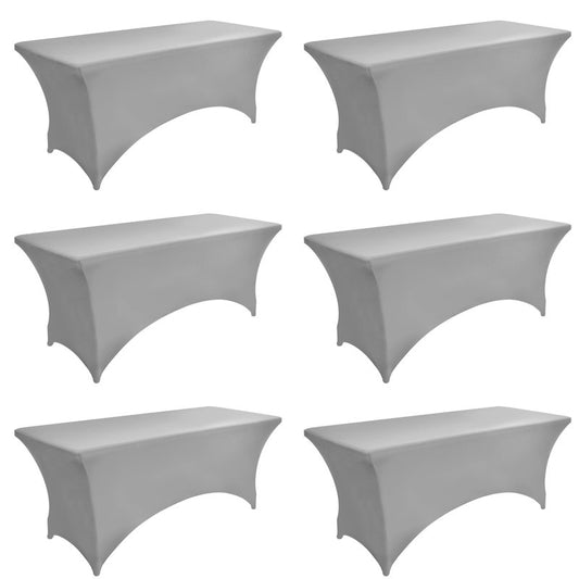 ZarzaaSik 113 6-Pack 6ft Spandex Table Covers for Rectangle Standard Folding Tables - Wrinkle Resistant Stretch Tablecloths - Ultimate Fitted Table Protector for Parties, Banquet, and Wedding