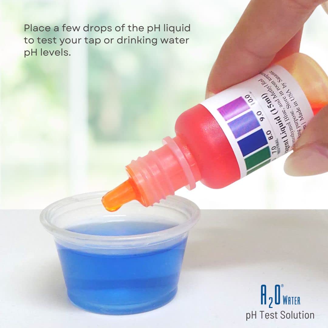 Alkaline Water, Tap, and Drinking Water Accurate Measure of pH Level, Test kit wht, up to 125 Tests per Bottle 0.50 Fl Oz by A2O Water - Made in USA
