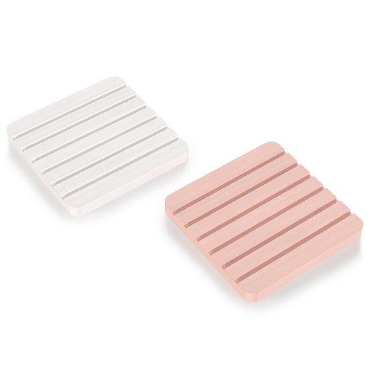 Sweet Elegance Coasters Set of 2 Diatomite Coaster Cup Mats Absorbent Non-silp Durable Colorful Table Ornament Decorations for Home Festival (Pink and White)