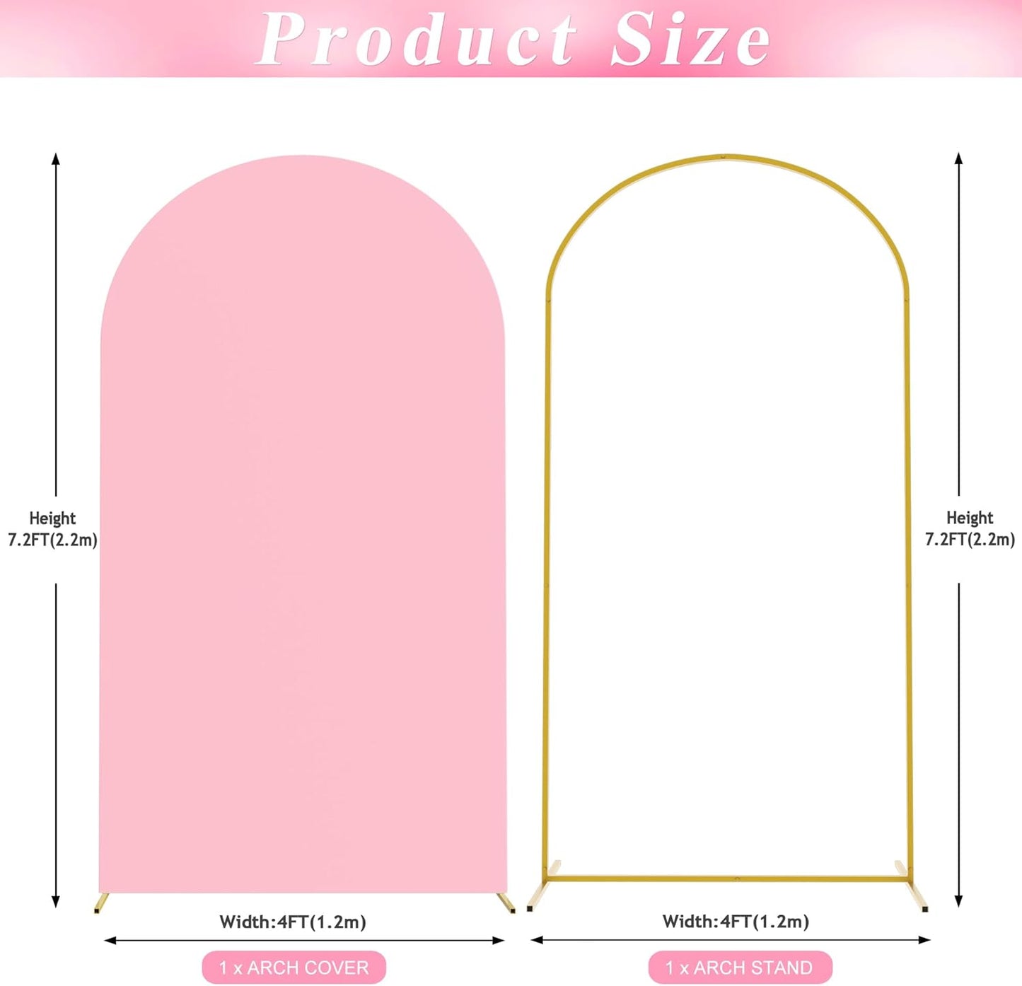 Wokceer Wedding Arch Backdrop Stand - 7.2 FT Metal Arch with Cover for Events & Ceremonies