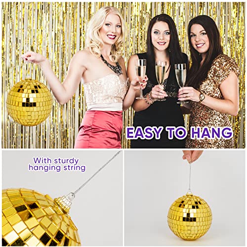 DJBoomy Gold Mini Disco Ball Decorations 32 Pack – 1.2"/2"/3"/4" Ornaments