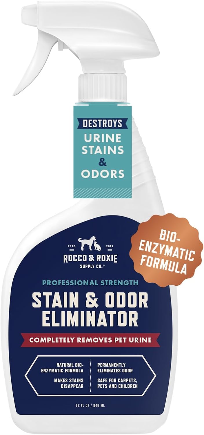 Rocco & Roxie Supply Co. Enzyme Cleaner - Powerful Pet Odor Eliminator & Carpet Stain Remover - 32 Fl Oz