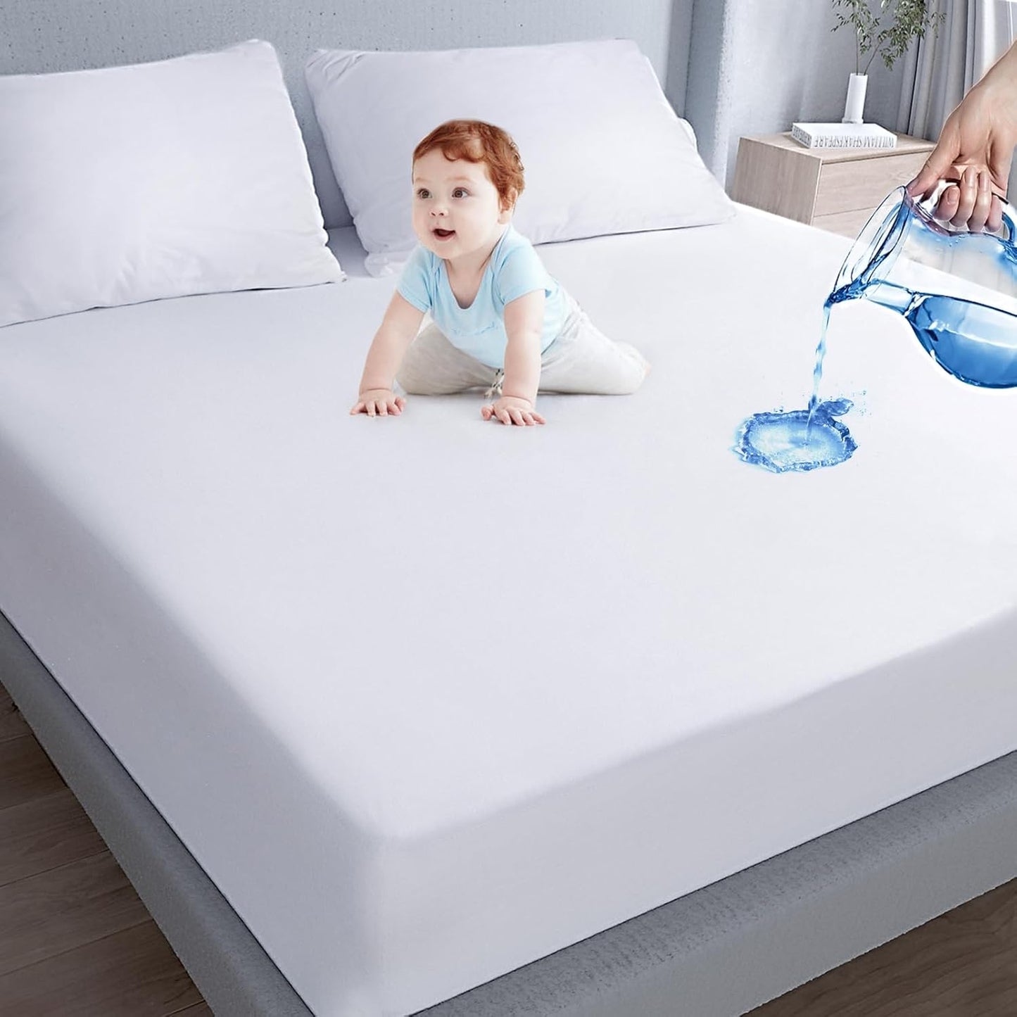Skiennix Waterproof Mattress Protector - Twin Size, Breathable & Noiseless Fitted Cover