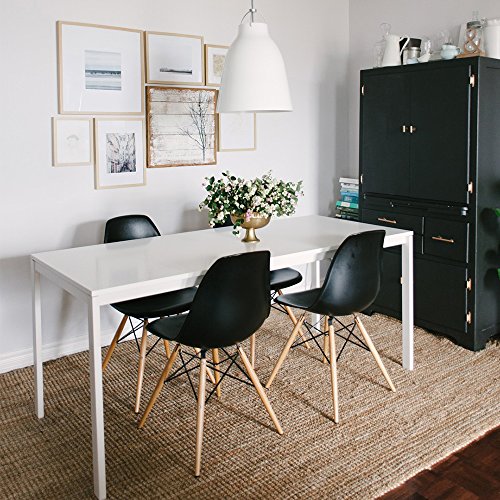 Furmax Modern Plastic Dining Chair Set - Black, Mid-Century Style, 4-Pack
