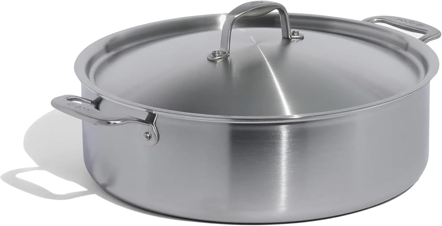 Made In Cookware | 10 Quart Stainless Steel Rondeau Pot with Lid | 5-Ply Clad Design | Induction Compatible