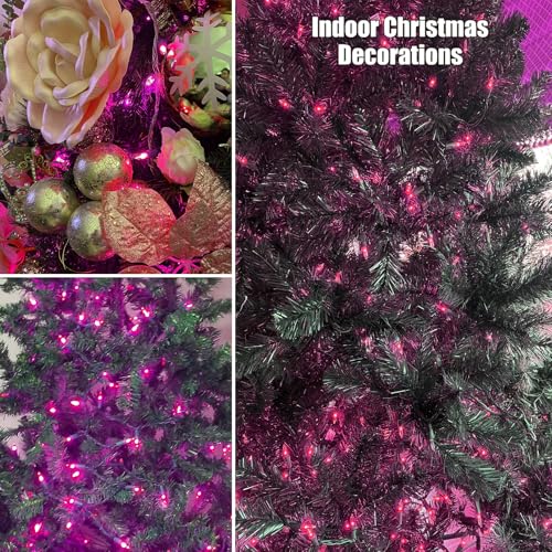 HISHINY Pink 21ft Christmas Lights, 100 Mini Bulbs, UL Certified Indoor/Outdoor