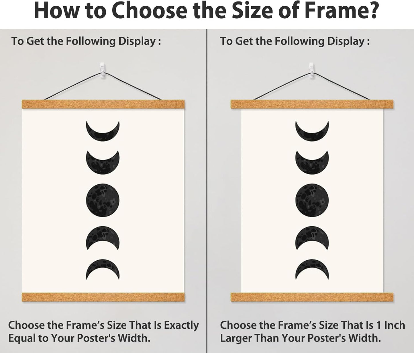 Skiennix Magnetic Poster Hanger Frame - Stylish Teak Wood Design for 20x30, 20x28, 20x20 Posters | Perfect for Wall Art & Decor