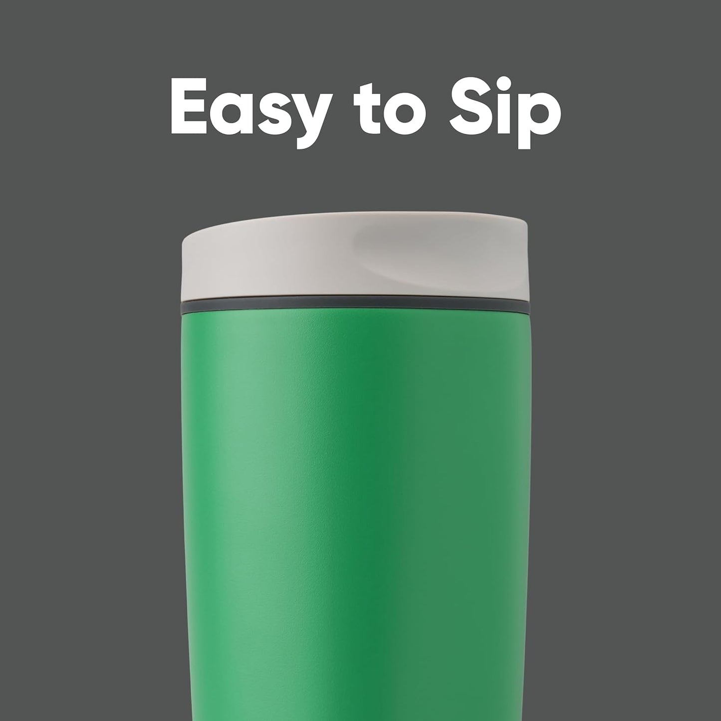 Owala SmoothSip Insulated Stainless Steel Coffee Tumbler - Reusable 20 oz Hot & Iced Coffee Mug | Grey/Green