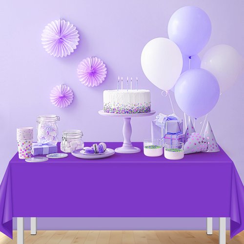 16 Pack Purple Plastic Tablecloth for Rectangle Tables, Premium Decorative Purple Disposable Table Cloths for Parties, Rectangle Party Table Cover for Birthday Anniversary Graduation, 54x108 Inch