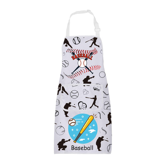 FUSTMW Baseball Apron with Pockets Baseball Gifts for Baseball Lovers Apron Baseball Cooking Kitchen Baking Chef BBQ Apron (Baseball Apron)