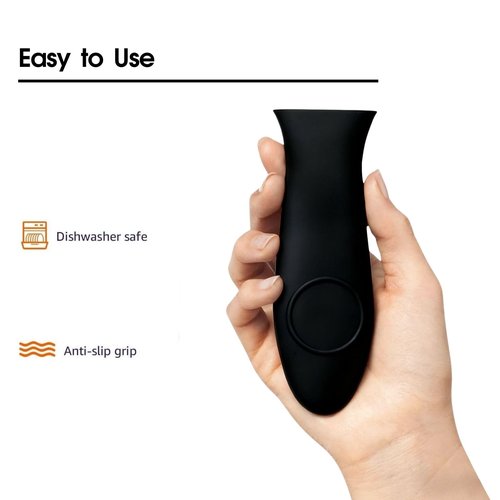 Bestac Silicone Hot Handle Holder - Dishwasher Safe Heat Protection (Up to 500°) for 9 Inches+ Cast Iron Skillets with Keyhole Handle (Black)
