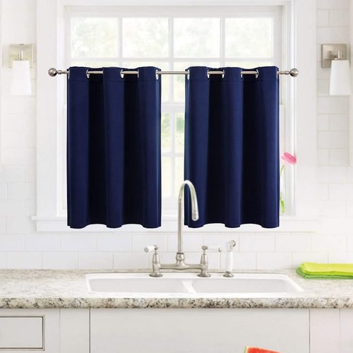 ChrisDowa Small Window Curtains - Grommet Thermal Insulated Room Darkening Panels | Navy Blue, 42 x 36 Inch