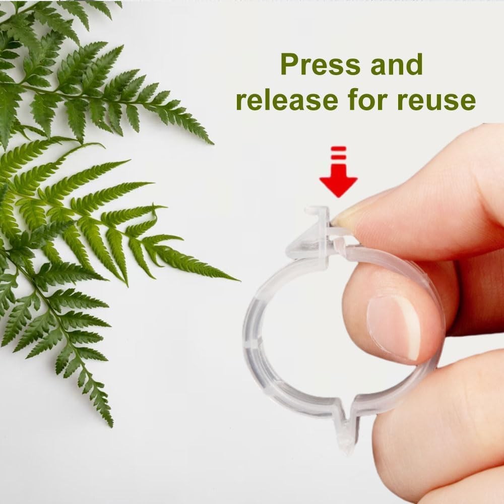 Skiennix Plant Clips - Secure Plastic Support for Climbing Plants | 50 Green Trellis Clips