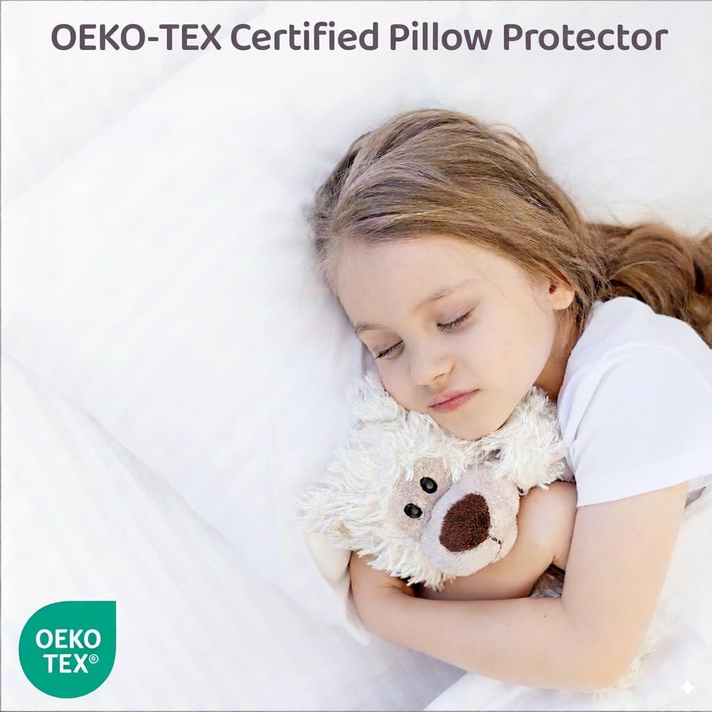 Skiennix 100% Cotton Pillow Case Protector - Soft Hotel Grade Zipper Covers, Standard Size (20x26), 4 Pack, Oeko-TEX Certified