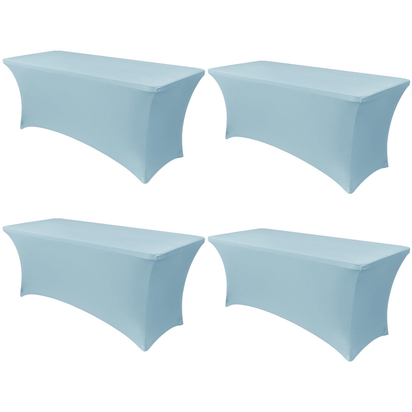 Obstal 6ft Stretch Spandex Table Cover - 4 Pack Universal Rectangular Fitted Tablecloth Protector for Wedding, Banquet and Party (Dusty Blue, 72L x 30W x 30H Inches)