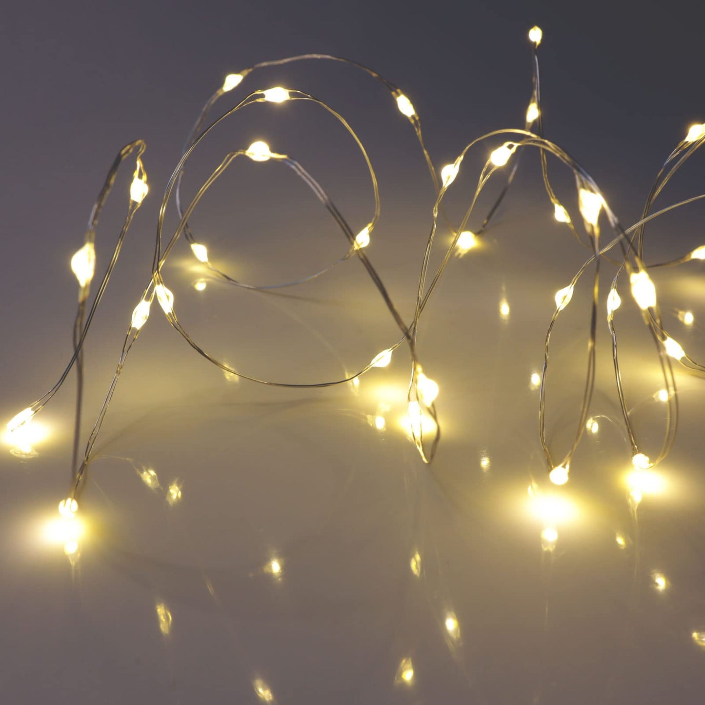 QBIS Warm White Fairy Lights Battery Operated With Timer Mode, 40 Micro LED for Mason Jars, 6.5ft Silver Wire Indoor Use