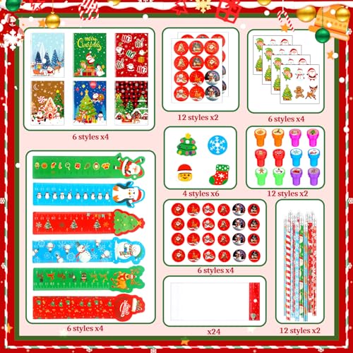 Cholemy 216 Pcs Christmas Party Favors Stationery Set - Stylish