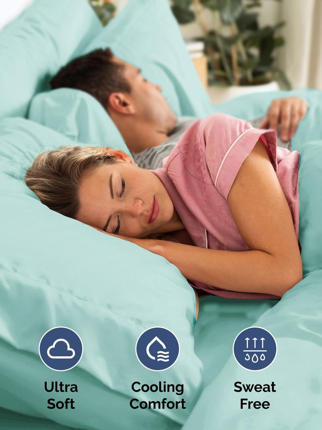 Regine Switzerland Extra Deep Full Sheet Set - 6-Piece Breathable Cooling Bedding - Soft, Wrinkle-Free Spa Blue