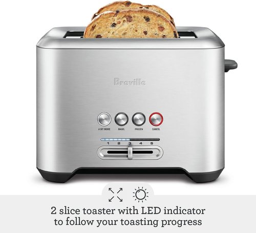 Breville BTA720XL Toaster - 2 Slice Brushed Stainless Steel with Extra Toasting Feature