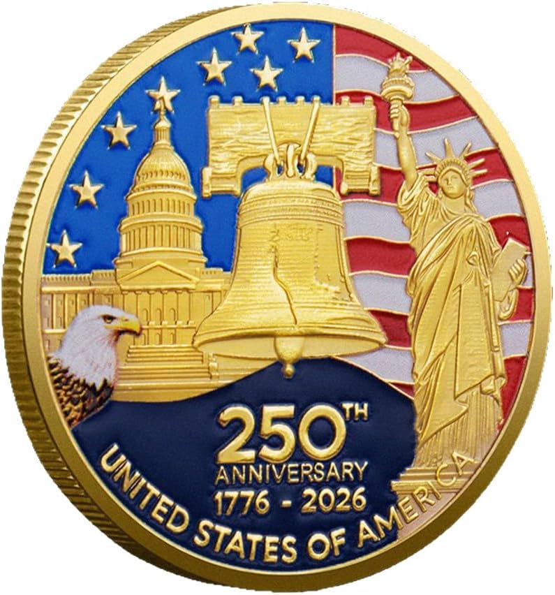 U.S. Army 250th Anniversary Gold-Plated Challenge Coin - Double-Sided Military Collectible for Veterans (1776-2026)