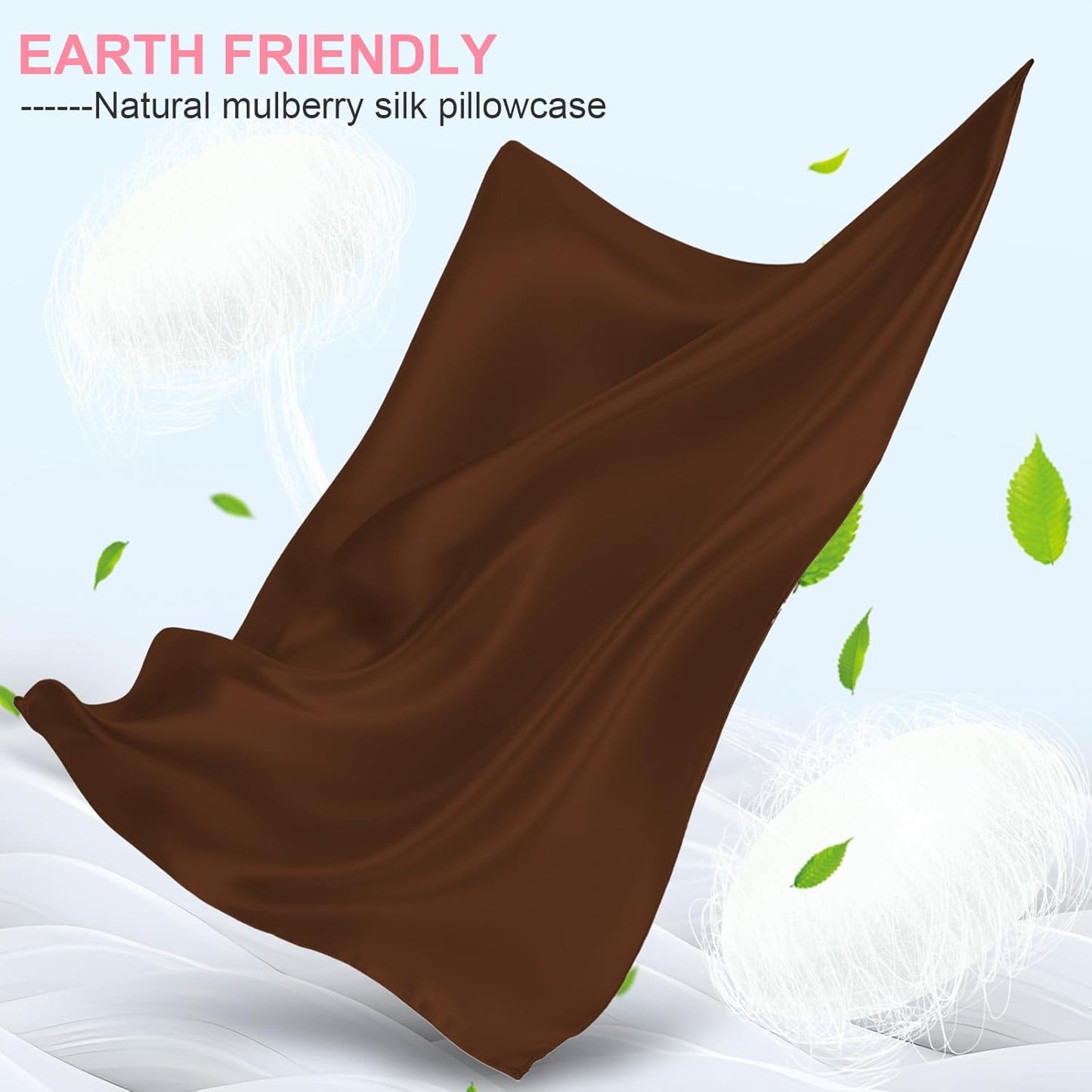 Mulberry Silk Pillowcases by Skiennix - 2 Pack Queen Size with Hidden Zipper | Smooth, Soft, Breathable Cooling Set in Brown