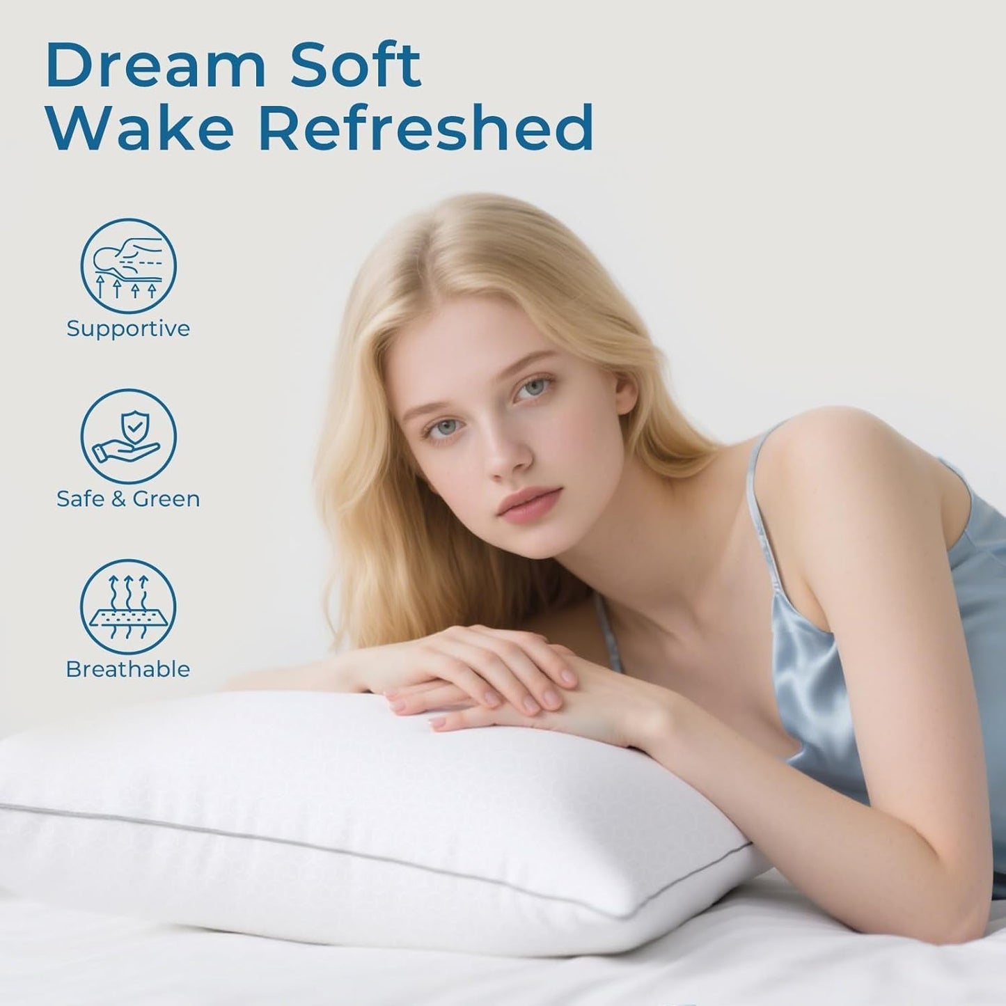 Sasttie King Size Pillows - Set of 4 Supportive Down Alternative for All Sleep Positions | Oeko-Tex Certified, Machine Washable
