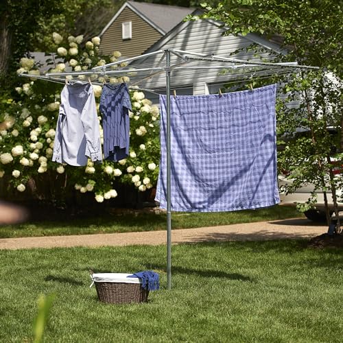 Outdoor Umbrella Drying Rack with 30 Vinyl Lines - 72 x 62 Inches, Steel, Rotating Top