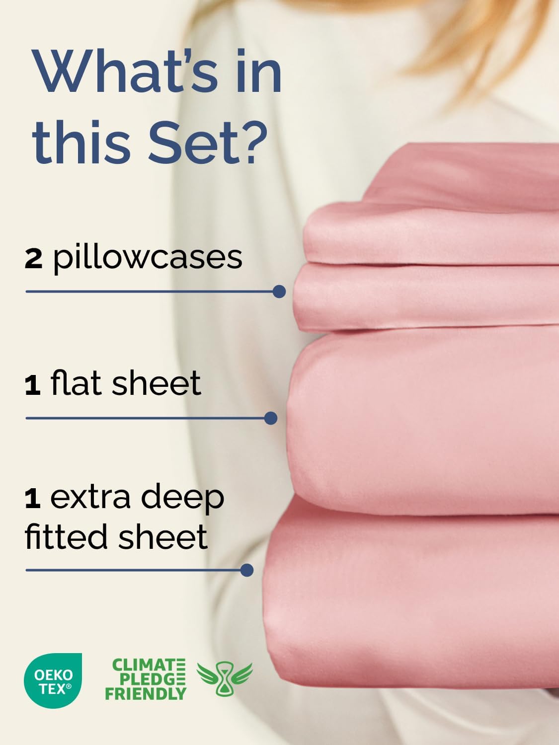 Skiennix Extra Deep Twin Sheet Set - 4-Piece Breathable Cooling Bedding - Soft, Wrinkle-Free Baby Pink