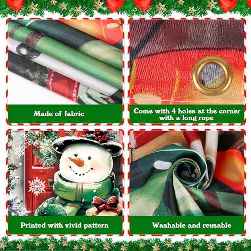 FOIMAS Christmas Door Cover Snowman Backdrop Door Banner Photography Hanging Cover Photo Booth Props for Christmas Winter Home Decoration Indoor Outdoor