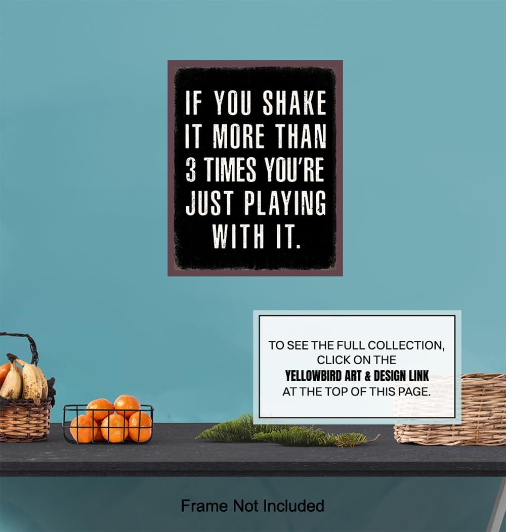 Skiennix Bathroom Wall Decor - Rustic Black Funny Sayings | Sarcastic Gifts for Him - Masculine Art Print