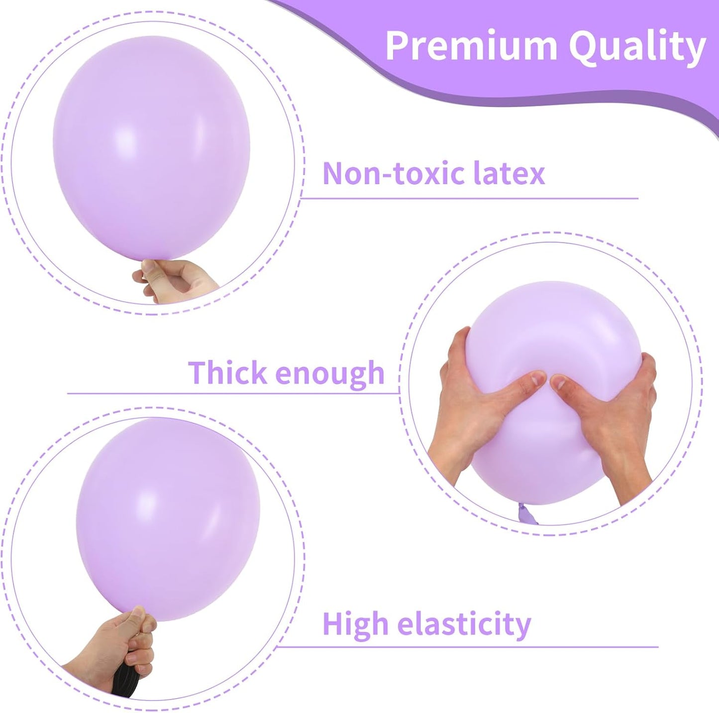 RUBFAC Lavender Purple Balloons - 105pcs in Various Sizes for Garland & Arch | Perfect for Birthday & Baby Shower Decor