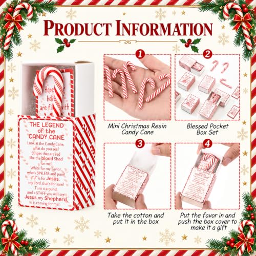 Wonderjune 60 Sets Christmas Candy Cane Gift Set with Story Cards & Boxes