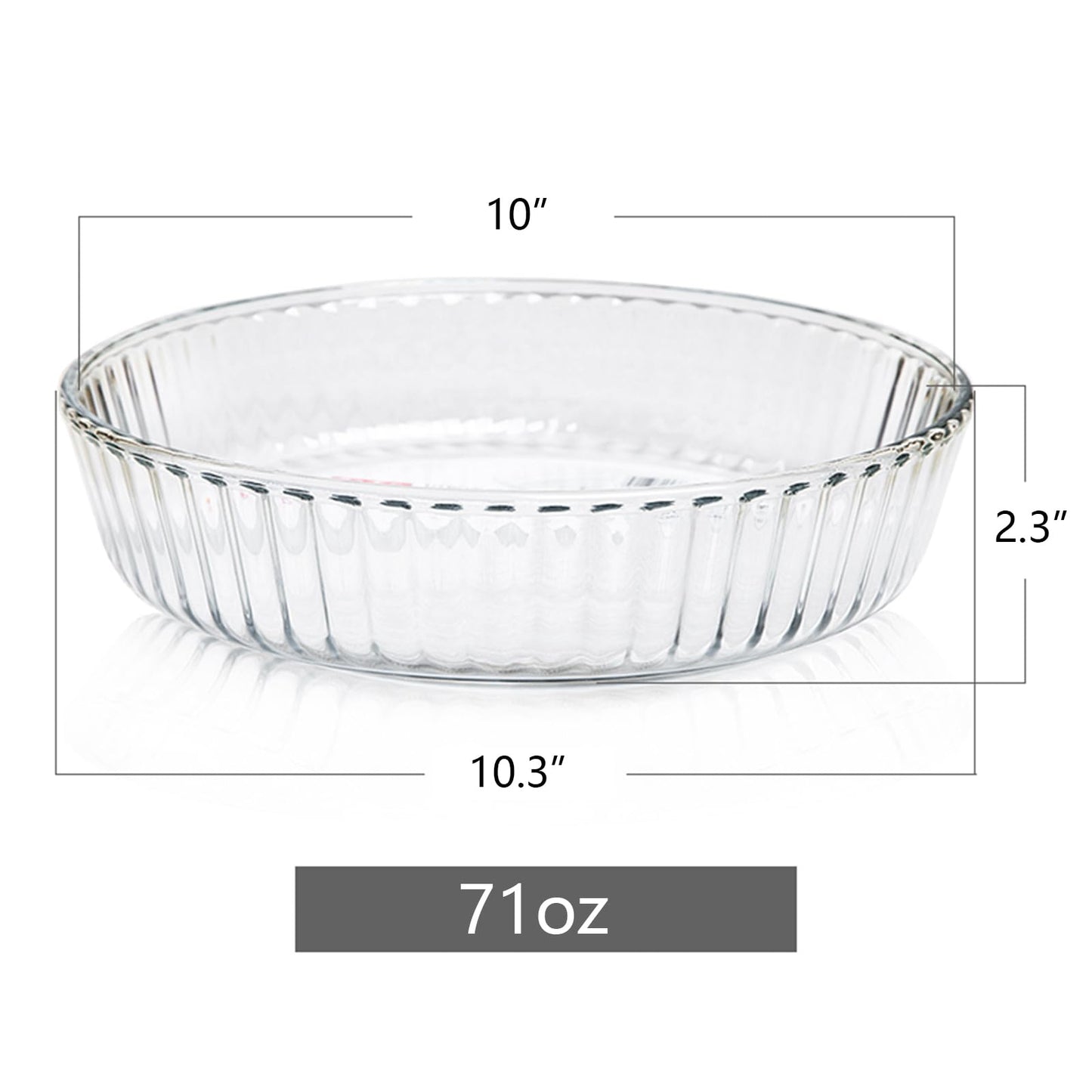 TRBIDRBO 10 Inch - Glass Pie Plates Deep Pie Pans for Baking and Serving, Clear