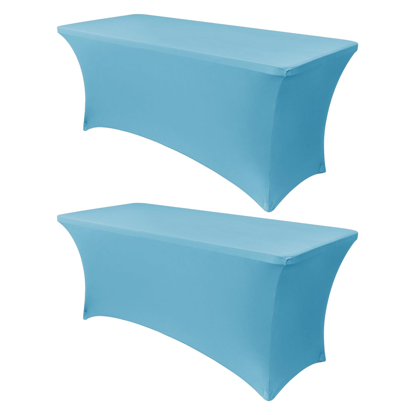 Obstal 8Ft Stretch Spandex Table Cover for Standard Folding Tables - 2 Pack Universal Rectangular Fitted Tablecloth for Party, Banquet, Events, Trade Show (Light Blue, 96L x 30W x 30H Inches)