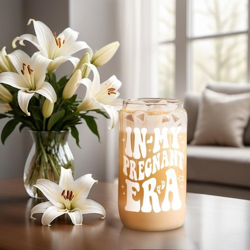 Fairy's Gift Iced Coffee Cup for Pregnant Women - Cute 16 oz Glass for New Moms | Perfect Pregnancy Gift