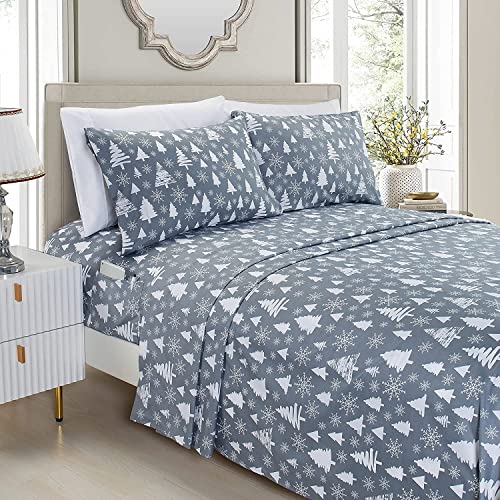 Elegant Comfort Christmas Tree King Microfiber Sheet Set - 1500 Thread Count, Wrinkle-Resistant, Breathable & Soft Bedding