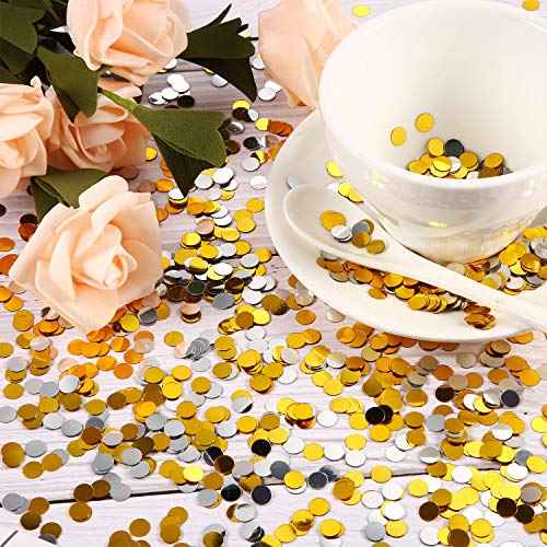 3.5 oz Round Confetti Dots Glitter Confetti Circles 1/4 Inch Metallic Round Dots for Birthday Wedding Holiday Party Decoration Supplies(Silver and Gold)