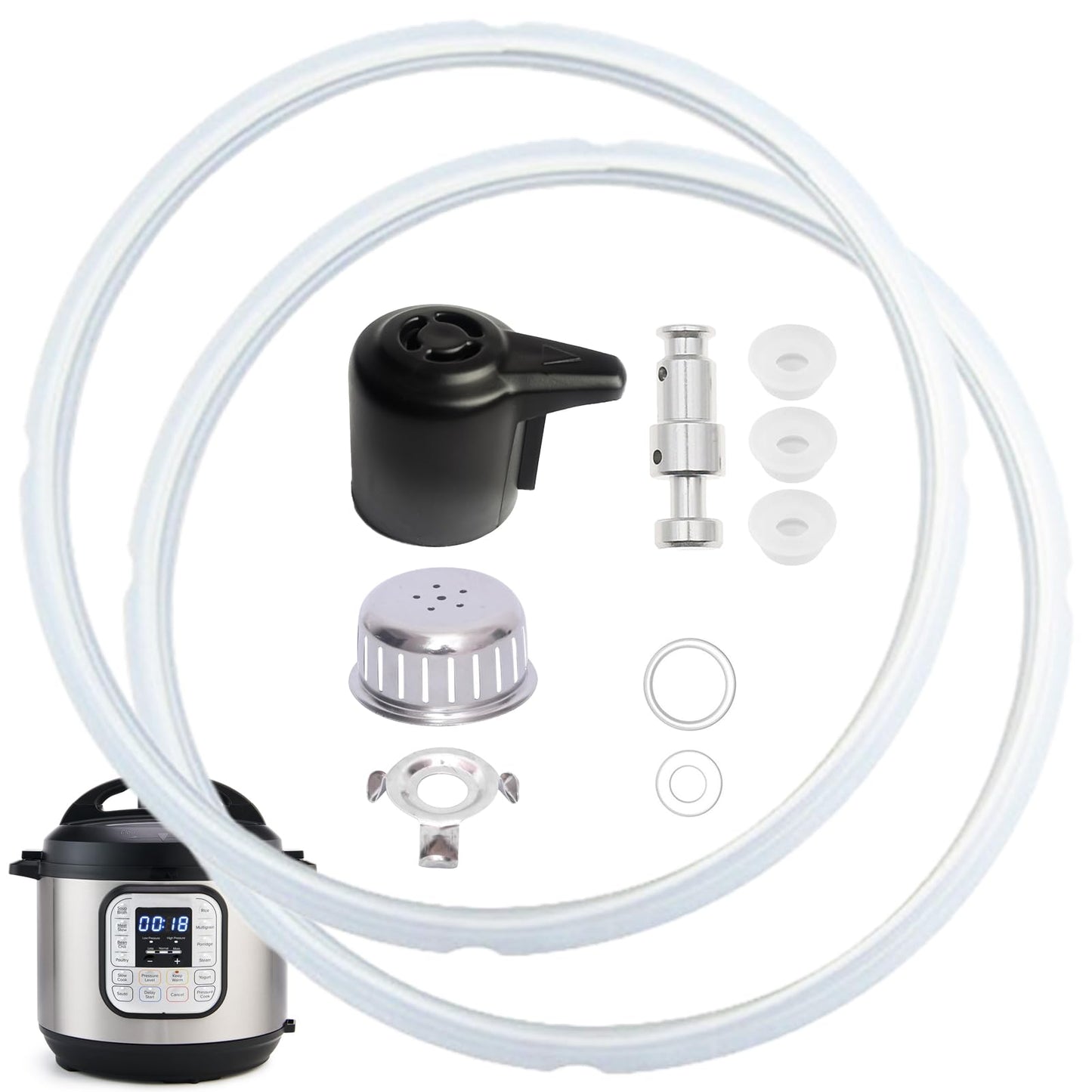 11 PCS Instant Pot Accessories for Duo 5, 6 Quart Qt IP-DUO50 IP-DUO60, InstantPot Replacement Parts Include 2 Sealing Ring, Steam Release Valve, Anti-Block Shield, Float Valve and Gasket
