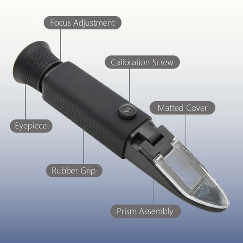 Brix Refractometer with ATC, 0-32% Dual Scale - Specific Gravity & Brix, Hydrometer in Wine Making and Beer Brewing, Homebrew Kit