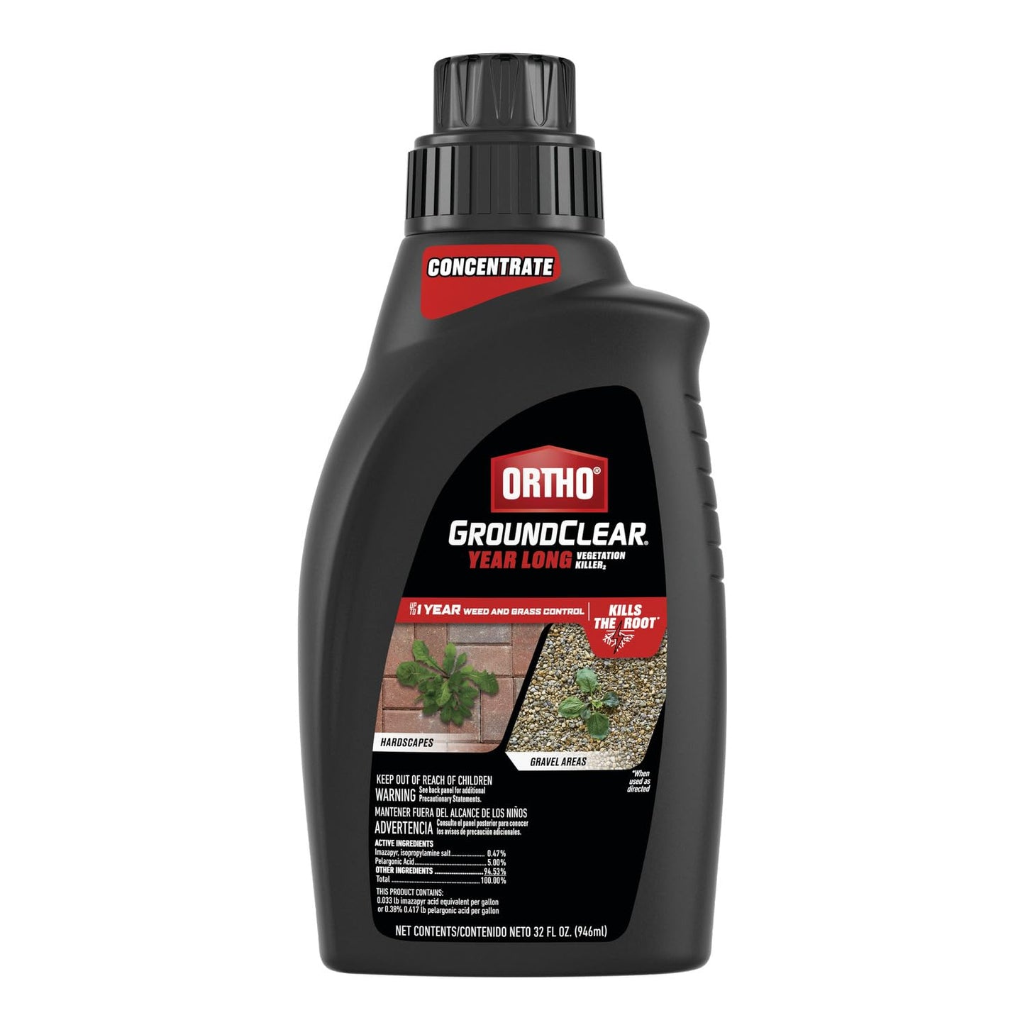 Ortho GroundClear Year-Long Vegetation Killer Concentrate - Kills & Prevents Weeds for 1 Year, 32 fl. oz.